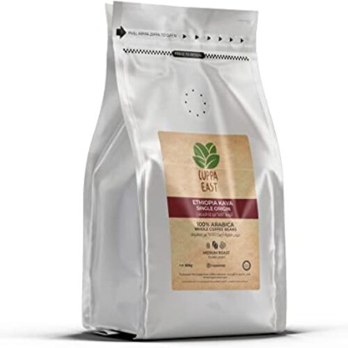 Cuppa East Ethiopia Kava Single Origin Coffee, 100% Arabica Beans, Medium Roast, Creamy Red Grapes Note, 500g