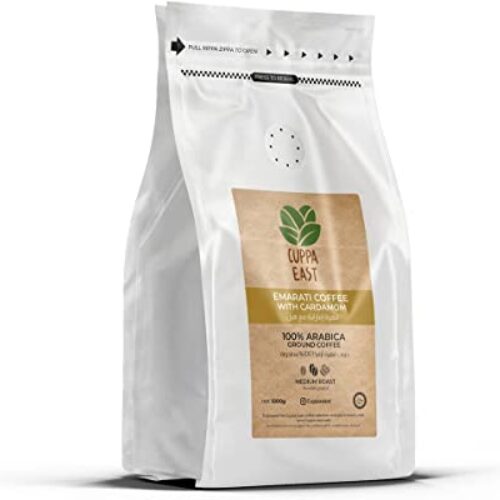 Cuppa East Emarati Coffee with Cardamom, 100% Arabica Ground Coffee, Fruity with Cardamom and a note of chocolate and nuts, Medium Roast, 1 kg